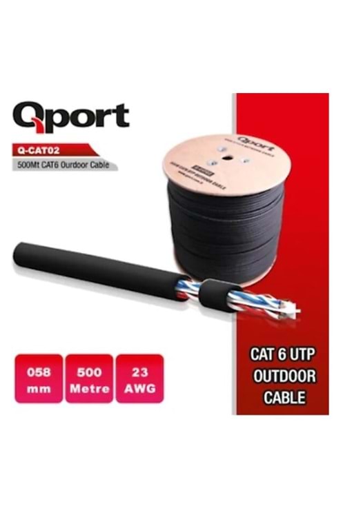 QPORT Q-CATO2 500mt Outdoor 23AWG 0.58MM Dış Mekan Kablo